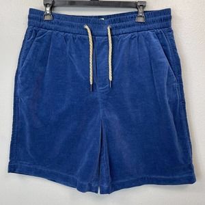 Scotch & Soda Cotton Corduroy Jogger Shorts Mens Large Marine Blue Pull On 8.5"
